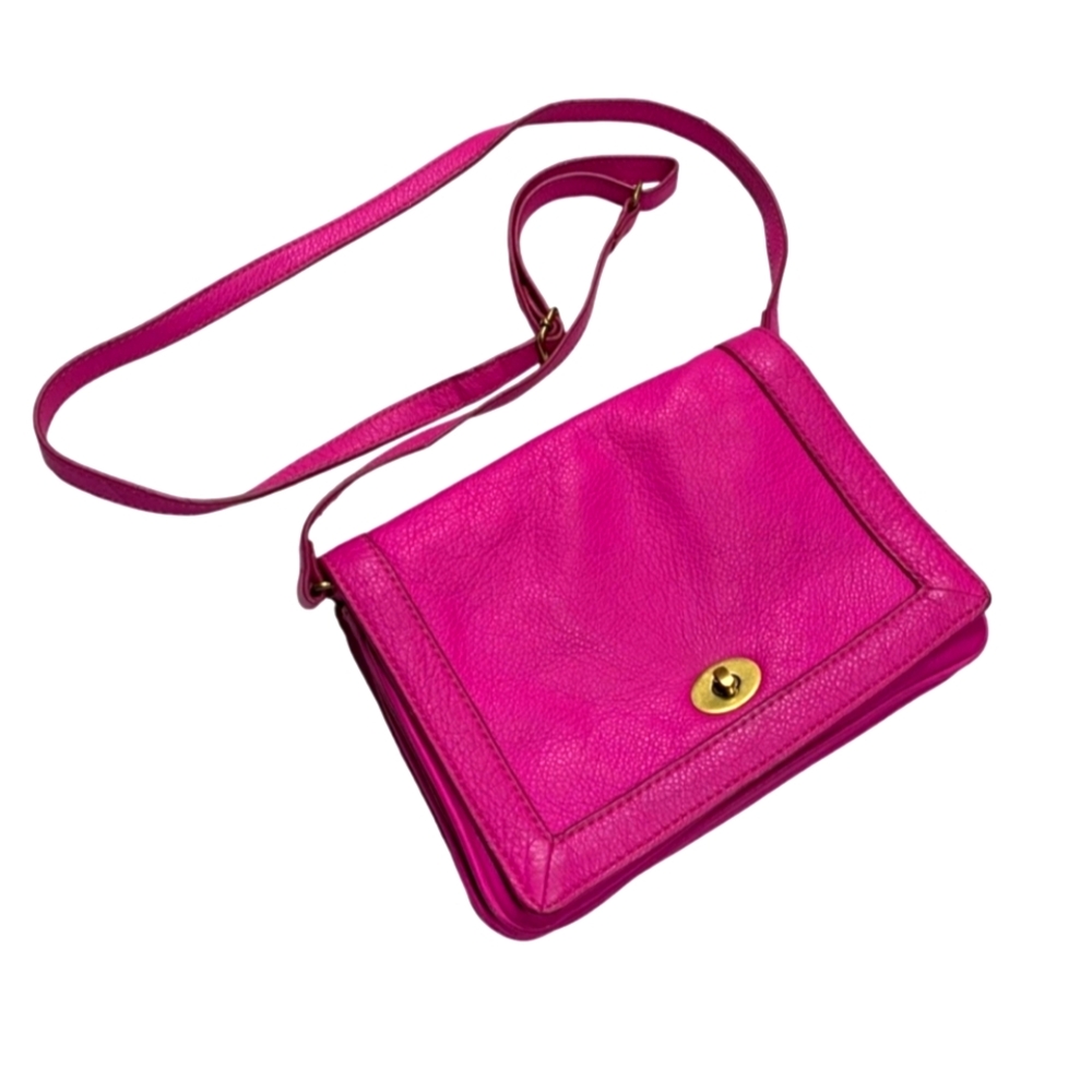 J. Crew Tillary Crossbody Hot Pink Pebbled Leather